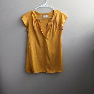 LOFT Outlet - Mixed Media Tank Blouse - Gold/Orange - Size S